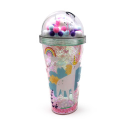 Double Walled Cup with Lid, Straw & Charms - Unicorn Magic