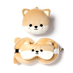Relaxeazzz Travel Pillow & Eye Mask - Shiba Inu Dog