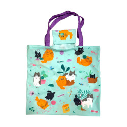 Handy Foldable Shopping Bag - Beans & Co Cats