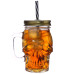 Glass Drinking Jar with Lid & Straw - Skull Shaped
