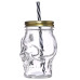 Glass Drinking Jar with Lid & Straw - Skull Shaped