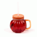 Glass Drinking Jar with Lid & Straw - Pumpkin