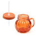 Glass Drinking Jar with Lid & Straw - Pumpkin