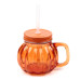 Glass Drinking Jar with Lid & Straw - Pumpkin