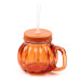Glass Drinking Jar with Lid & Straw - Pumpkin