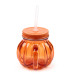 Glass Drinking Jar with Lid & Straw - Pumpkin