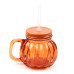 Glass Drinking Jar with Lid & Straw - Pumpkin