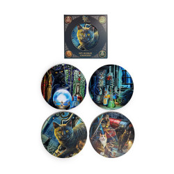 Set of 4 Cork Novelty Coasters - Lisa Parker Magic Cats (New 2025)