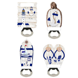 Magnetic Bottle Opener - Nautical Blue & White
