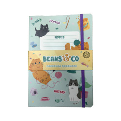 Recycled Paper A5 Lined Notebook with Elastic - Beans & Co Cats