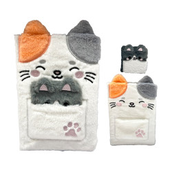 Plush A5 Notebook with Pouch & Mini Notebook - Adoramals Lola the Cat