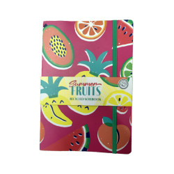 Recycled Paper A5 Lined Notebook with Elastic - Summer Fruits