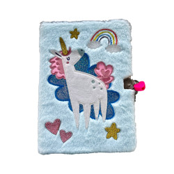 Plush A5 Notebook with Padlock - Unicorn Magic