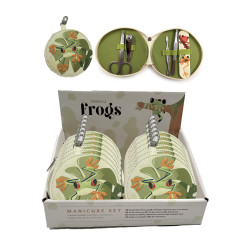 5 Piece Round Manicure Set - Tropical Frogs