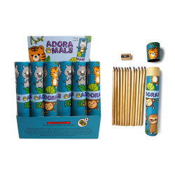 Large Colouring Pencil Tube & Sharpener - Adoramals Wild