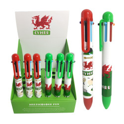 Multi Colour Pen (6 Colours) - Welsh Dragon