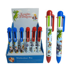 Multi Colour Pen (6 Colours) - Knights & Dragons