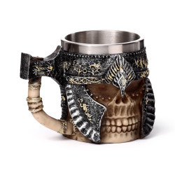 Decorative Tankard - Axe Handle Armoured Skull