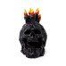Decorative Ornament - Black Screaming Skull with Candles & Melted Wax