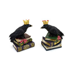 Decorative Ornament - Crow Wearing Crown Standing on Books
