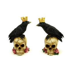 Decorative Ornament - Crow Wearing Crown Standing on Skulls