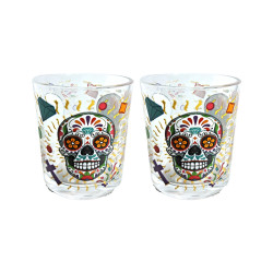 Glass Tumbler Set of 2 250ml - Day of the Dead