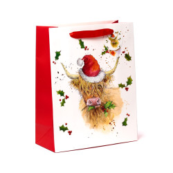 Christmas Gift Bag (Large) - Jan Pashley Highland Coo Cow