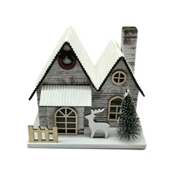 LED Decoration - Silver Birch Double Fronted Christmas House
