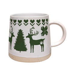 Stoneware Mug - Green Reindeer