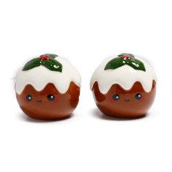 Ceramic Salt & Pepper Set - Foodiemals Christmas Pudding