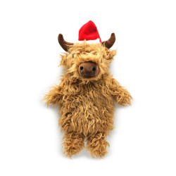 Hot Water Bottle with Plush Cover 1L - Christmas Highland Coo